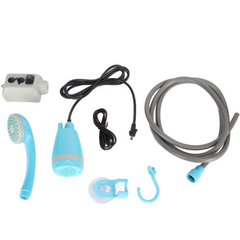 Portable Outdoor Shower Kit USB Rechargeable Camping Shower Set with Water Pump Blue