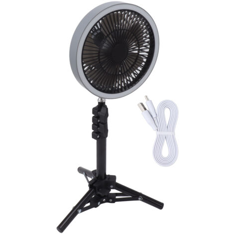 Portable Pedestal Fan 10000mAh USB Rechargeable Adjustable Oscillating Standing Fan with Tripod for Home Camping Grey