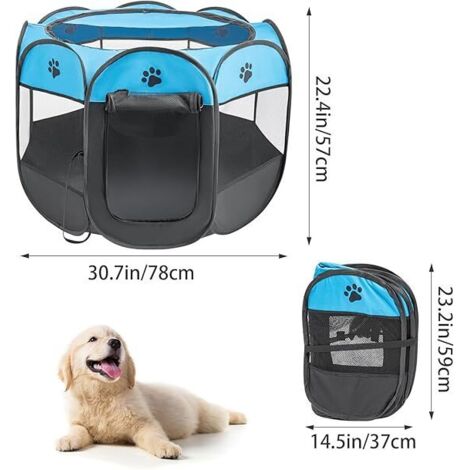 Portable Pet Playpen Puppy Playpen Pet Dog Cat Playpen Cage Crate Soft Fabric Foldable Pet Indoor Outdoor for Rabbit Hamster Guinea Pig (Blue, 74  74  43cm)