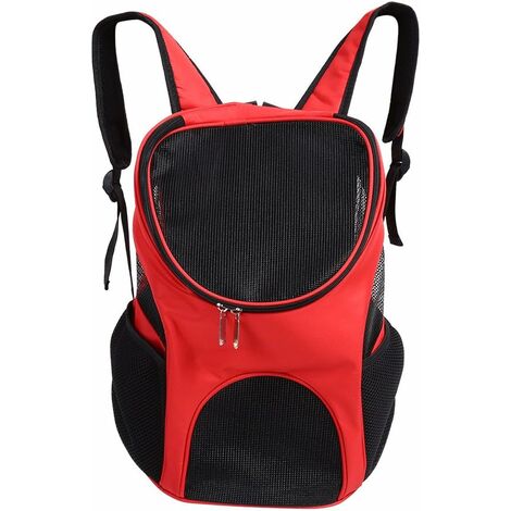 Portable Pet Shoulder Bag Breathable Lightweight Foldable Outdoor Carrying Backpack for Travel Walking Hiking Camping (Red)