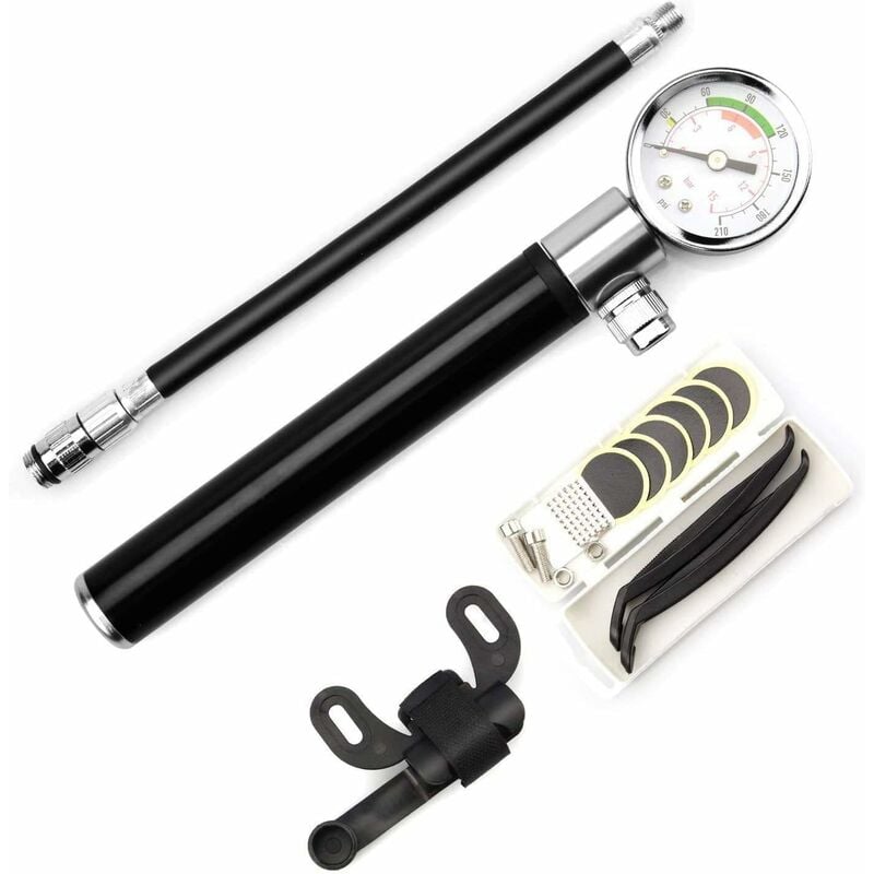 Aougo - Portable Pompes à Vélo vtt bmx Trottinette électrique Basketball 210 psi Haute Pression pour Presta et Schrader Valve