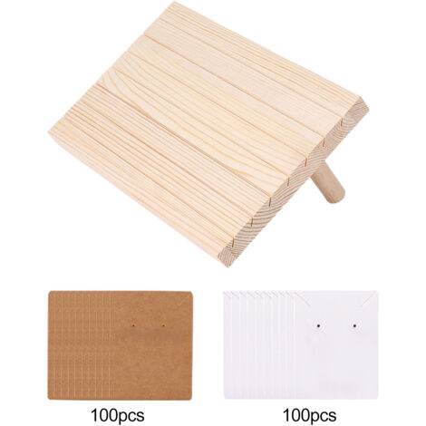 Portable Porte-Écrin pour Bijoux Mano - Panneau en Bois de Pin 29×19×2cm avec 200 Cartes Papier (Blanc et Brun)