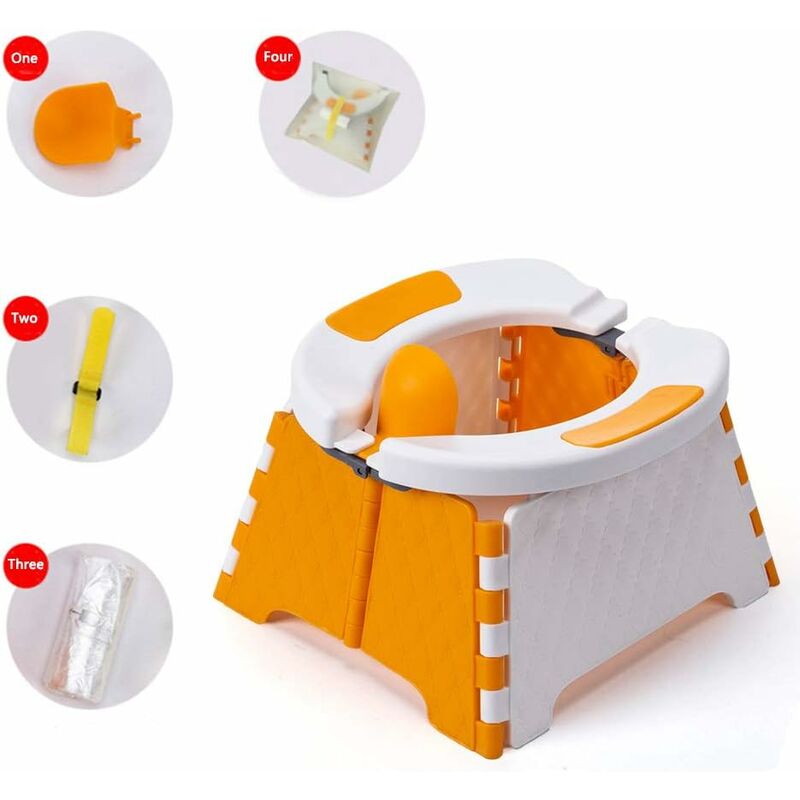 Portable Potty Training Seat for Toddler Kids Travel Potty Foldable Toilet Seat (Orange)