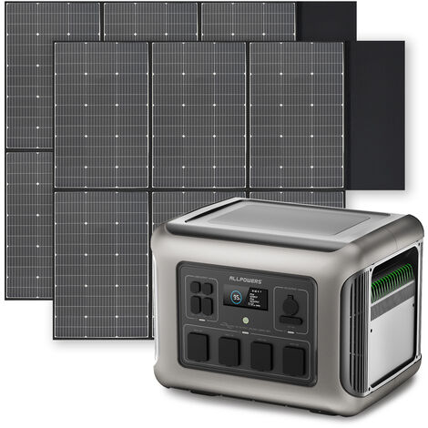 Portable Power Station Solar Generator 2016Wh LiFePO4 with 2Pcs 600W Solar Panel for RV, Home Backup, Emergency, Outdoor Camping Allpowers R2500