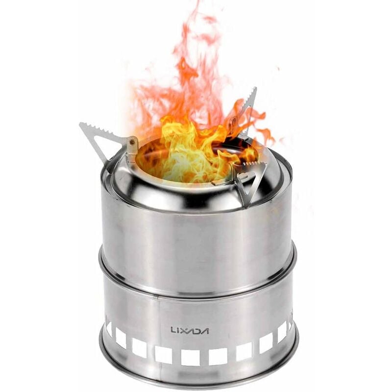 Aougo - Portable réchaud Camping Alcool Bois Poêle en Acier Inoxydable Cuisine Grill pour la randonnée, Le Pique-Nique, Le Camping