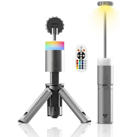 Portable Rechargeable Camping Light with 3 Modes, Type-C Charging, 720° Stereo Lighting, Camping Lamp and Flash for Adventure, Emergency, Camping, Hiking (Light Gray)