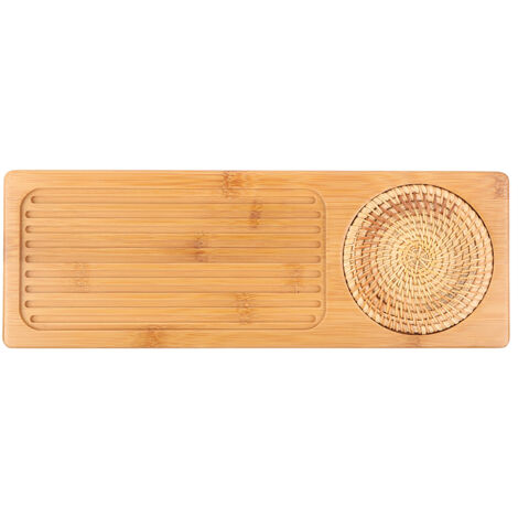 Portable Rectangular Shape Bamboo Tea Tray Storage Kung Fu Tea Teapot Serving Board