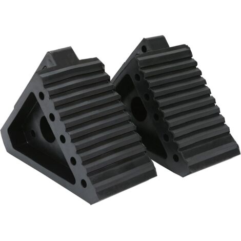 Portable rubber wheel anti-skid device triangular wooden tire backstop locator slope pad Solid Rubber Heavy Duty Black Wheel Chock 2-Pack
