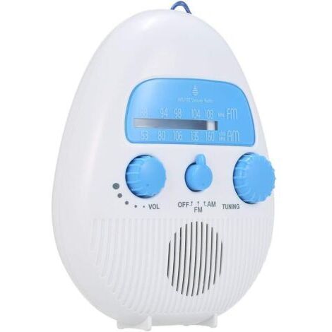 Portable Salle de Bain Douche Radio, Mini Douche Radio étanche Baignoire Radio FM alimenté par Batterie/AM