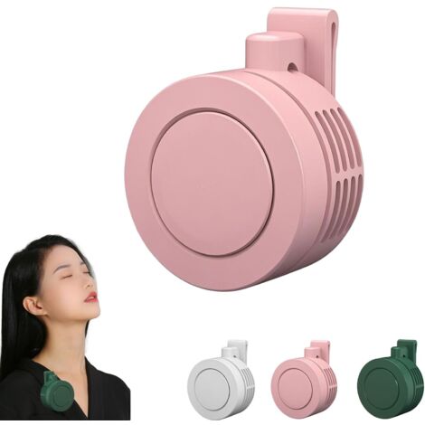 Portable Silent Mini Bladeless Electric Fan, Mini Clip on Fan, Portable Bladeless MiniFan Clip On, Adjustable 3-Speed Suspended Waist Fans for Outdoor & Travel (2: Pink)