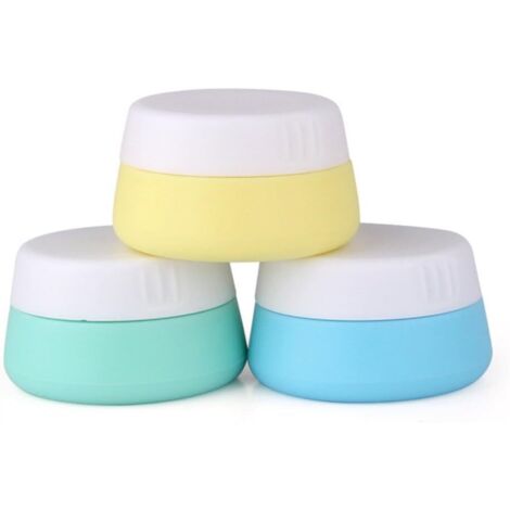 Portable Silicone Cosmétique Vide Pot, Bocal de Voyage Crème Baume Maquillage Récipient de Shampooing Cas, Bote en Silicone sans BPA, Approuvé par la TSA, sans BPA - 3 Pièces 10 ML