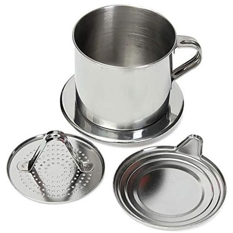 Portable stainless steel coffee filter set from Vietnam, reusable traditional stainless steel coffee maker