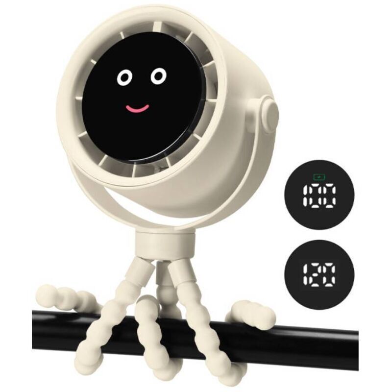 Image of Portable stroller fan with LCD screen,&hellip;