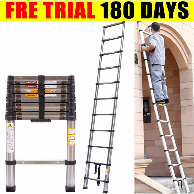 Portable Telescopic Extension Ladder Folding Step Multi-Use Non-Slip Ladders 3.2M/10.5FT