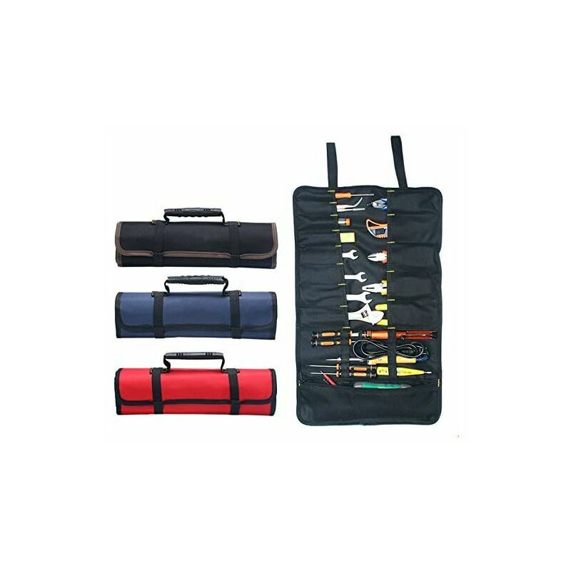 Hoopzi - Portable Tool Bag in 600D Oxford Canvas with 22 Pockets - Easy and Portable Storage - Ideal for Handicrafts, Do-It-Yourself, Repairmen - Blue