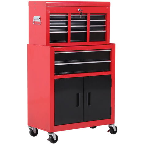 AUTRES Portable Toolbox Tool Box Top Chest Cabinet Garage Storage Roll Cab Red New