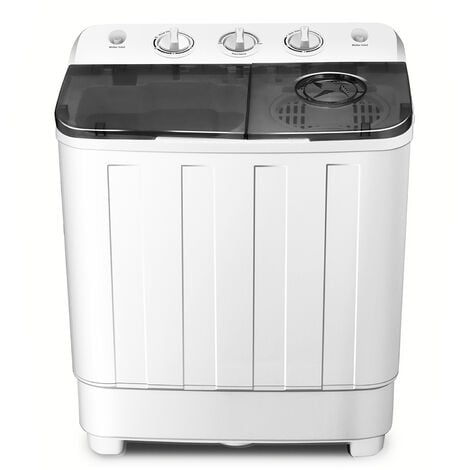 COSVALVE Portable Twin Tub Washing Machine 7.6 KG Total Capacity Washer And Spin Dryer Combo Compact For Camping Dorms Apartments College Rooms 4.6 KG Washer 3 KG Drying Black&White