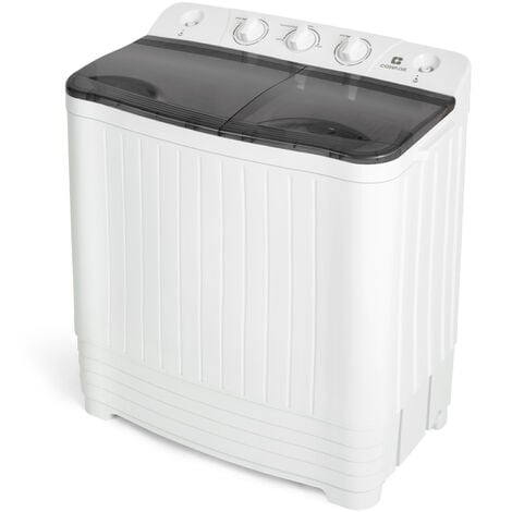 Portable Washing Machine Twin Tub Spin Dryer And Washing Machine Combo Compact For Camping Dorms Apartments College Rooms 7.5 KG Total Capacity 4.5 KG Washer 3 KG Drying Grey&White