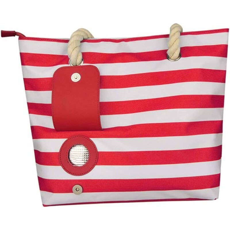 Portable wine board portable insulation Stripe wine tote bag with red lunch bag compartment