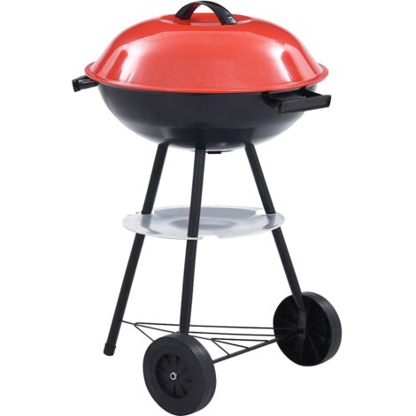 Portable XXL Charcoal Kettle BBQ Grill with Wheels 44 cm vidaXL
