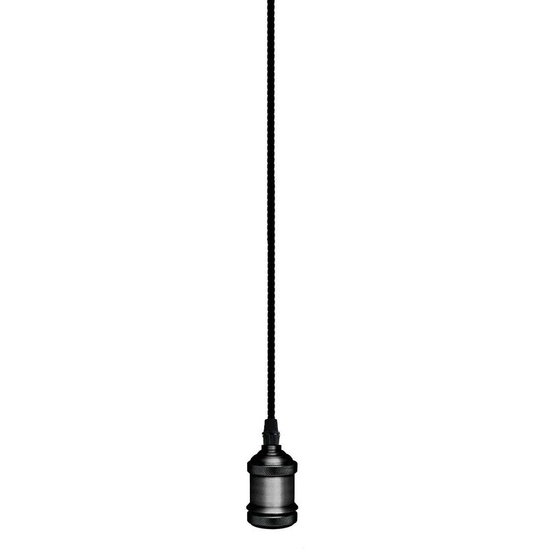 

Portabombillas Vintage Black Pearl cable textil 1m E27 Garza Lighting