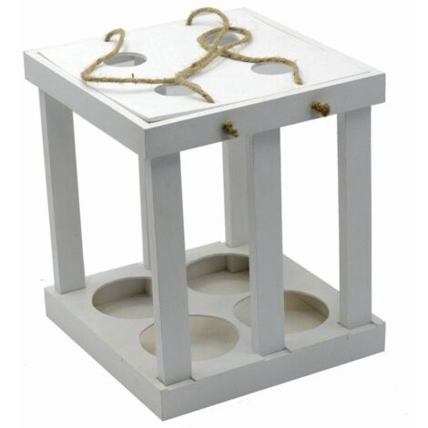 Portabotellas de madera blanca cm22,2x22,3h25,5