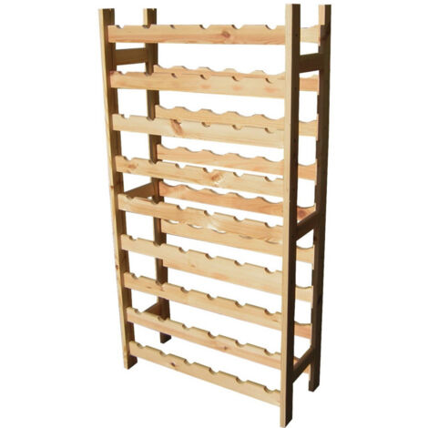Portabottiglia 54 Posti 63x27x120 cm in Legno di Pino Naturale
