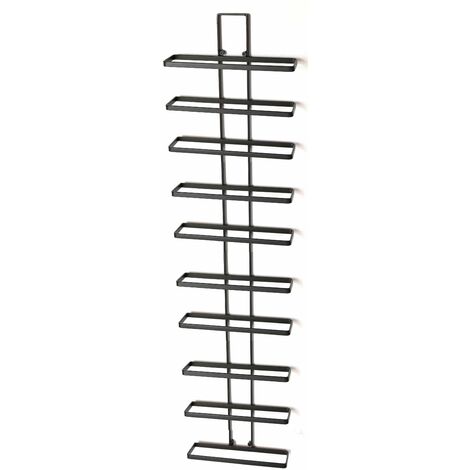 Portabottiglie 10 Bottiglie Di Vino Da Parete 27x10,5x126 Cm In Ferro Battuto Nero