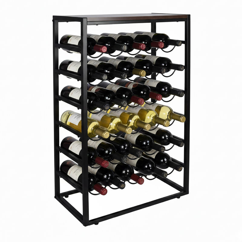 Relaxdays portabottiglie, 30 bottiglie, stile industriale, HxLxP: 88x59x30 cm, da terra, scaffale per vino, nero/marrone