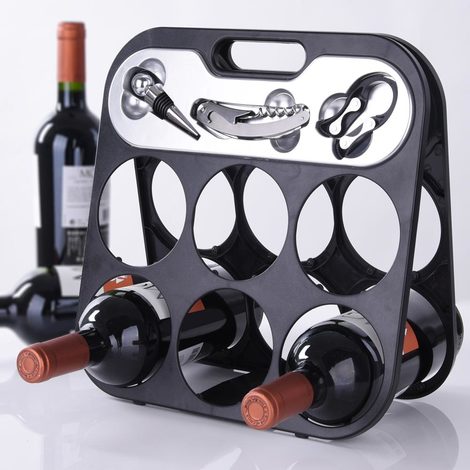 Portabottiglie Cantinetta Porta Vino per 6 Bottiglie con Accessori Somelier