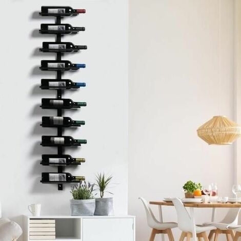 Portabottiglie da parete portabottiglie in metallo portabottiglie per 10 bottiglie Cantina Resto Maison 126cm nero