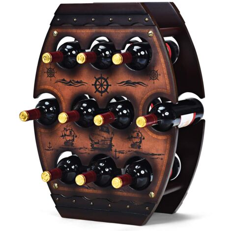 Portabottiglie da Tavolo, Capienza Fino a 10 Bottiglie di Vino, Utile per Conservare e Tenere in Ordine Le Bottiglie, 59 x 45 x 20 cm, Marrone