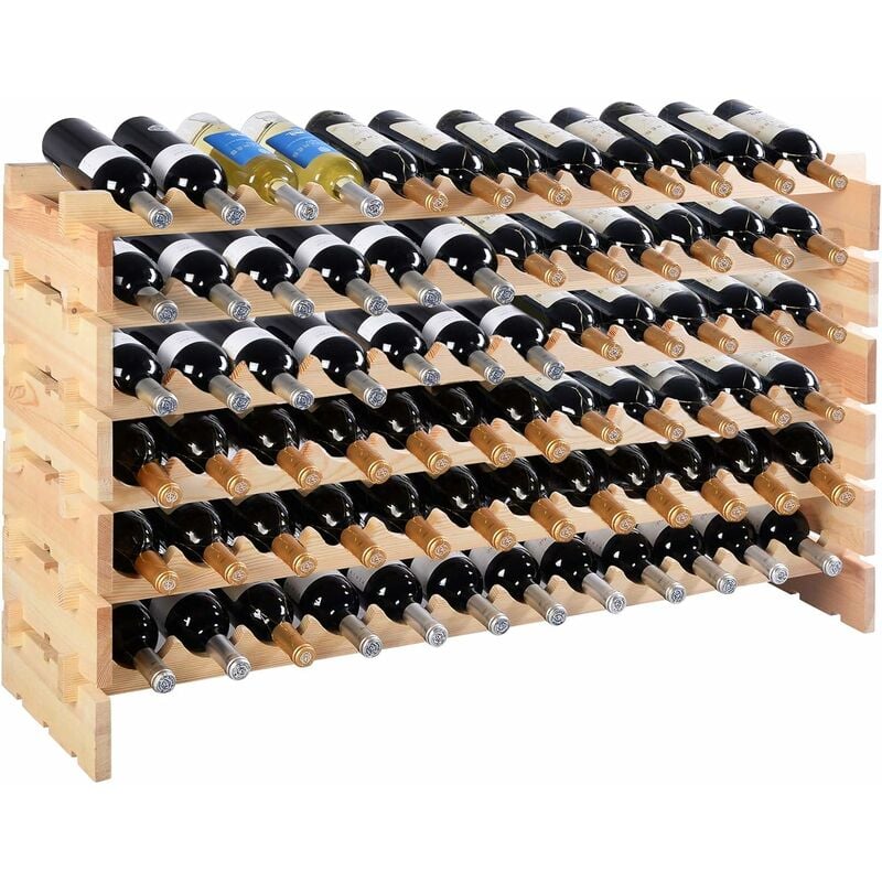 Image of Costway - Portabottiglie per Vino in Legno, Scaffale per 72 Bottiglie di Vino, Cantinetta Porta Vino, 119 x 29 x 71,5 cm, Naturale