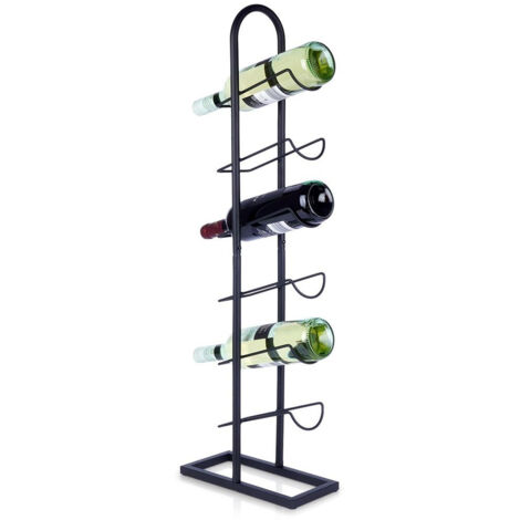 Portabottiglie in metallo nero per 6 bottiglie, 84 cm