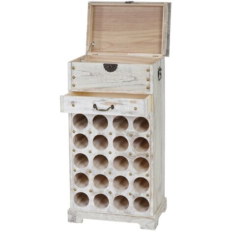 Portabottiglie per Vini in Legno di paulonia con cassetto stile Vintage