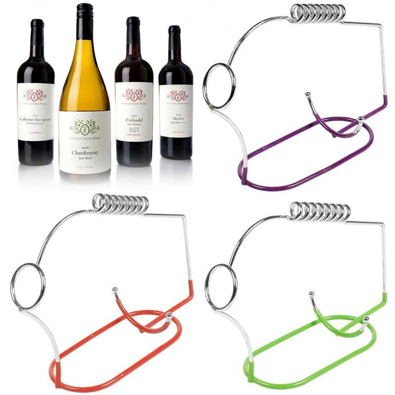 Portabottiglie per vino champagne cromato con barra in metallo colori assortiti