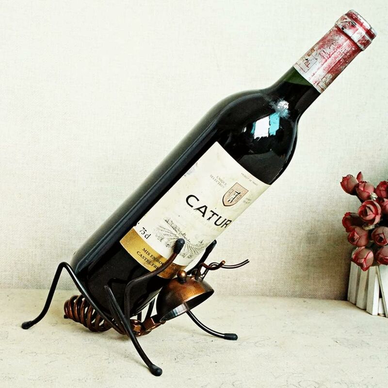 Image of Portabottiglie per vino frutta formica, portabottiglie vino frutta in acciaio inossidabile, novità regalo cucina decorazione domestica (Little Ant