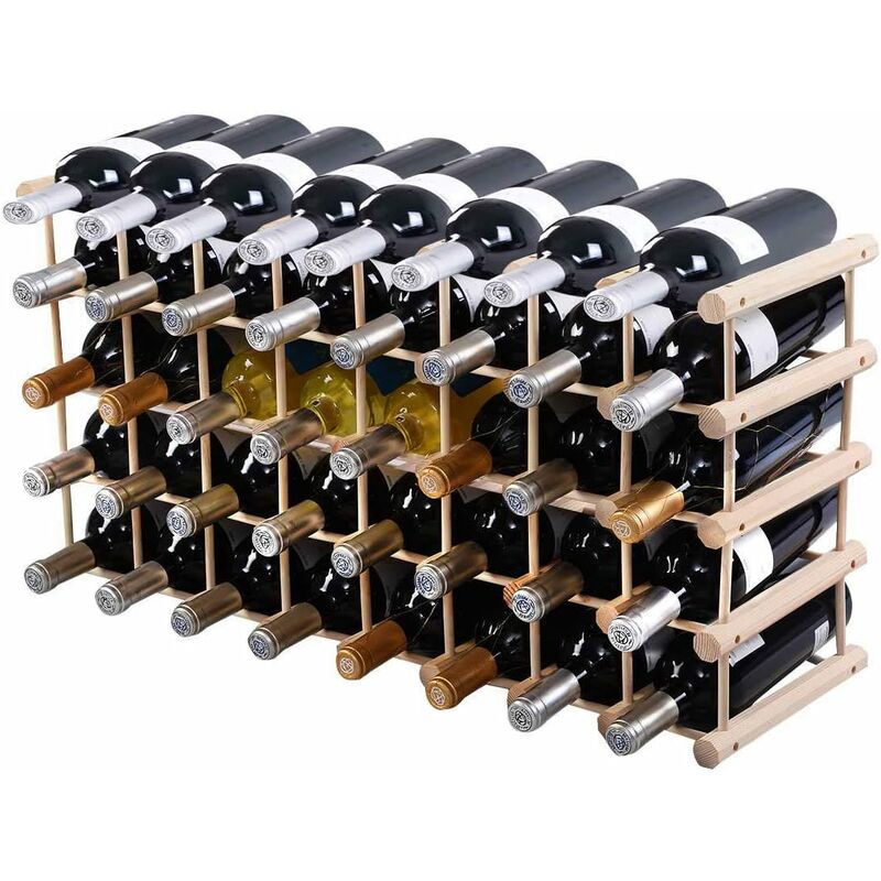 Image of Portabottiglie Scaffale di Vino Portavino in Legno di Pino da 40 Bottiglie Legno naturale 102,5x24x33cm - Goplus