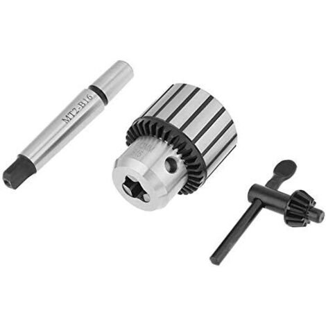 Portabrocas mini sin llave de acero, vástago MT2 de 1 a 13 mm, portabrocas cónico B16, acero al carbono con llave, con adaptador para taladro