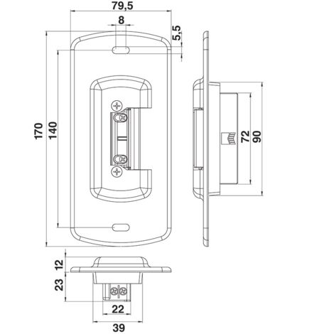 PORTAC Gâche électrique réversible en applique pour portillon IP65 Finition: Blanc Ral 9016