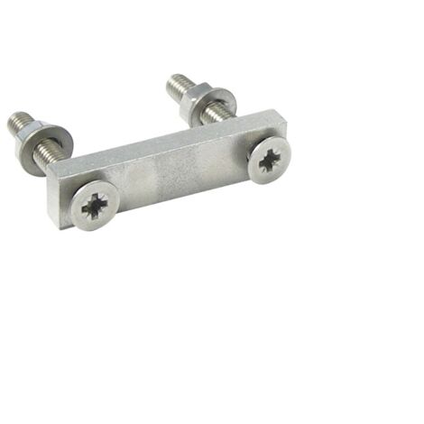 Portac – Gâche en inox pour serrure de portail coulissant – Fixation sur V de réception – Installation solide et durable – Vis et écrous fournis