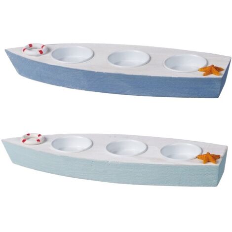 PORTACANDELA A BARCA 25X9XH3CM IN 2 COLORI