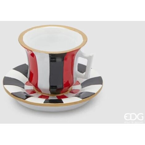 Portacandela Tazza H.7,5 D.12 Bianco/Nero