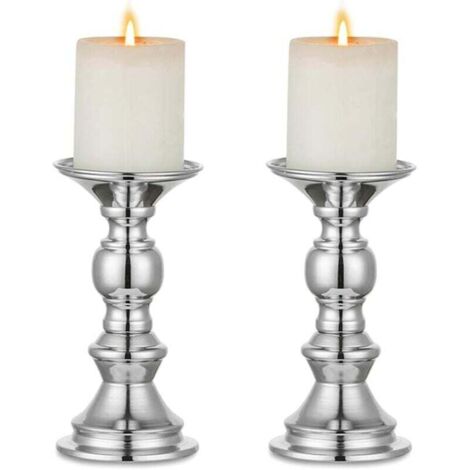 Portacandele a colonna in argento, centrotavola per matrimoni, portacandele in metallo per candele da 50 mm, decorazione da tavolo, ideale per matrimoni, occasioni speciali, feste, soggiorni, confezio