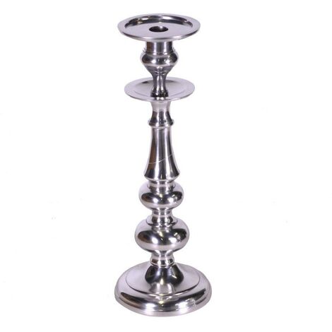 Portacandele alluminio argento 1p cmø13h37