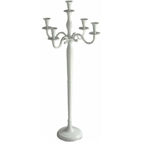 Portacandele candelabro in alluminio bianco 5 posti cm 45x45xh100