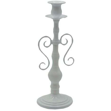 Portacandele candelabro metallo bianco 1 posto cmø11h30,5