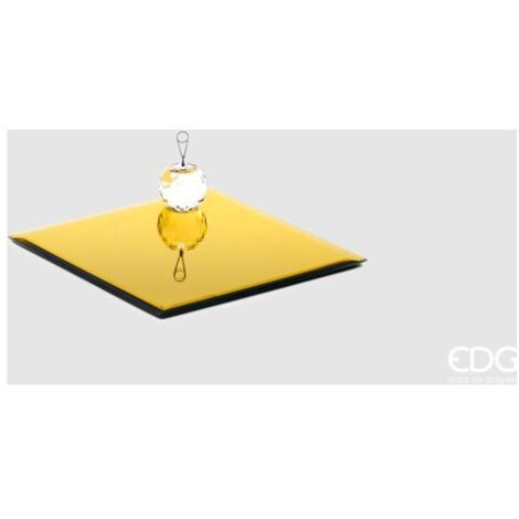 PORTACANDELE CON BASE SPECCHIO QUADRATA 20X20 ORO