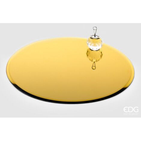 PORTACANDELE CON BASE SPECCHIO TONDA 30CM ORO DECOR NATALE