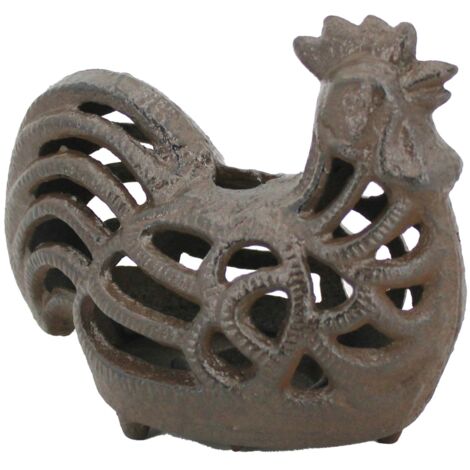 Portacandele decorativo per galline per casa e giardino - Figura rustica in ghisa